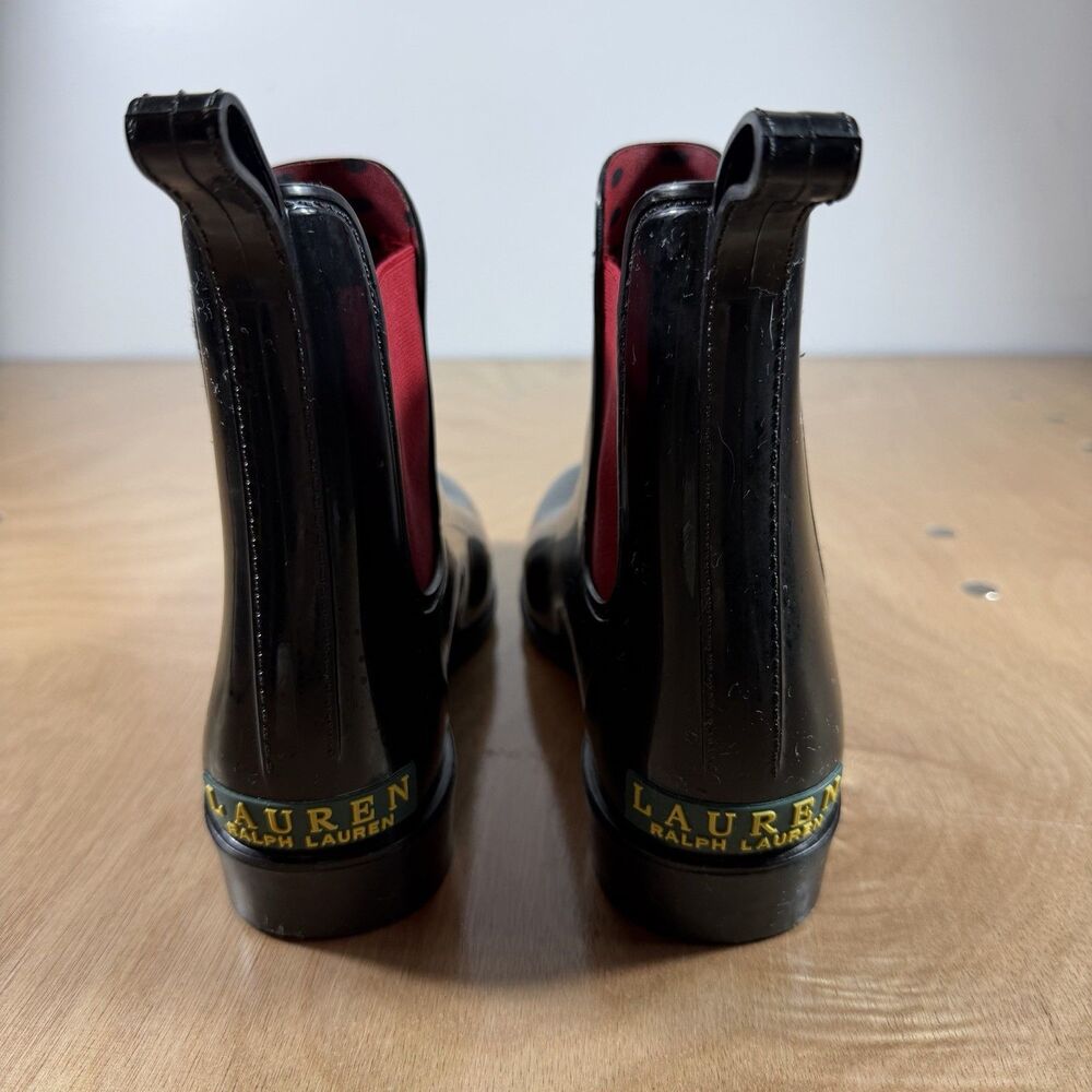 Ralph Lauren Rain Boot Size 8B Women #ralphlauren Black/Red